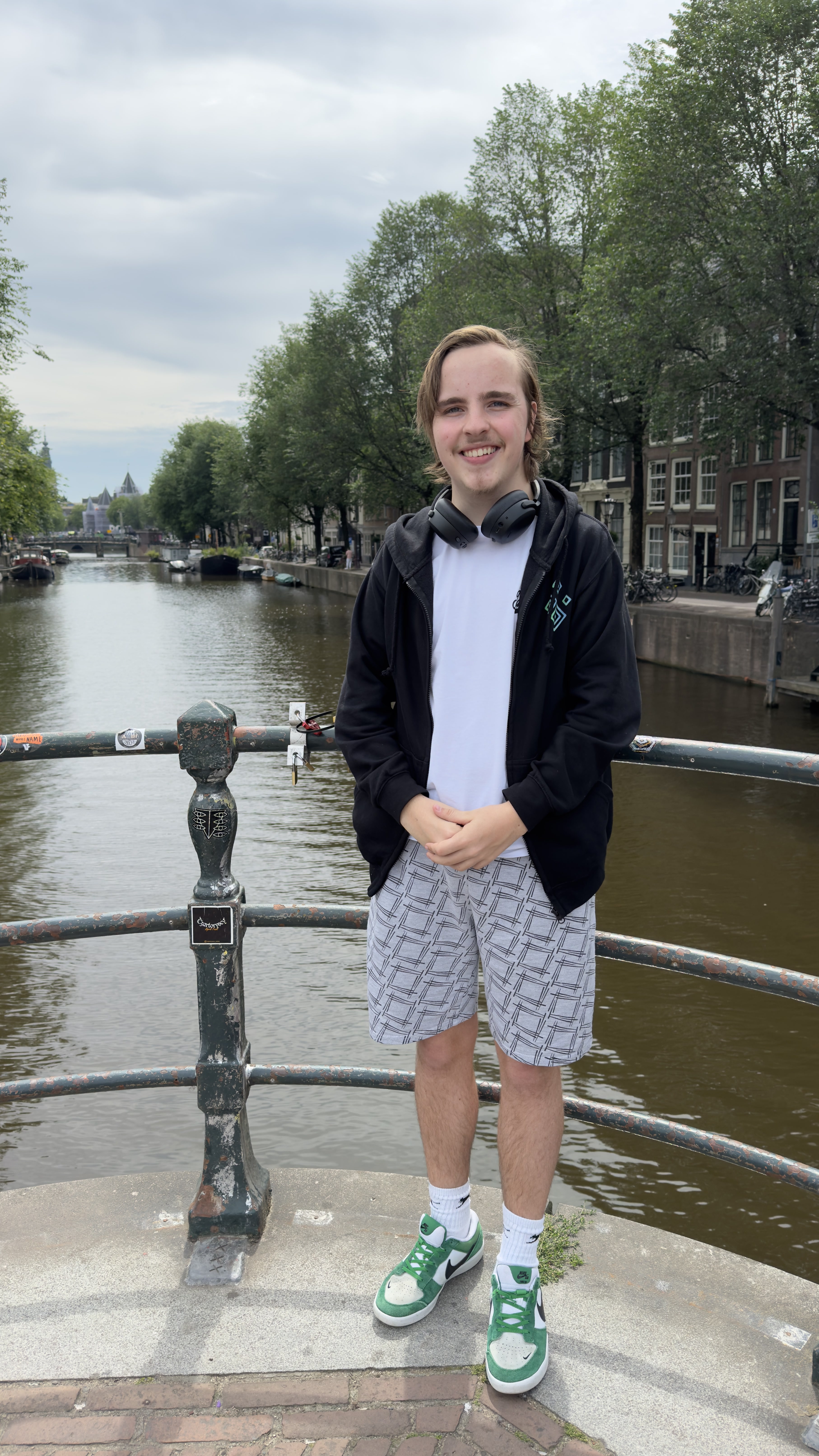 Will in front of a canal in Amsterdam
